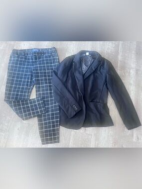 Y2K Old Navy Black Women's Blazer & Plaid Pants size 6
